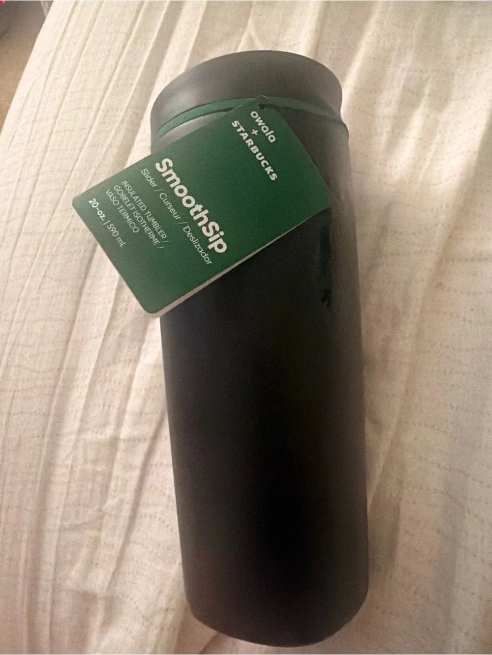 Starbucks Black Travel Tumbler with Green Tag